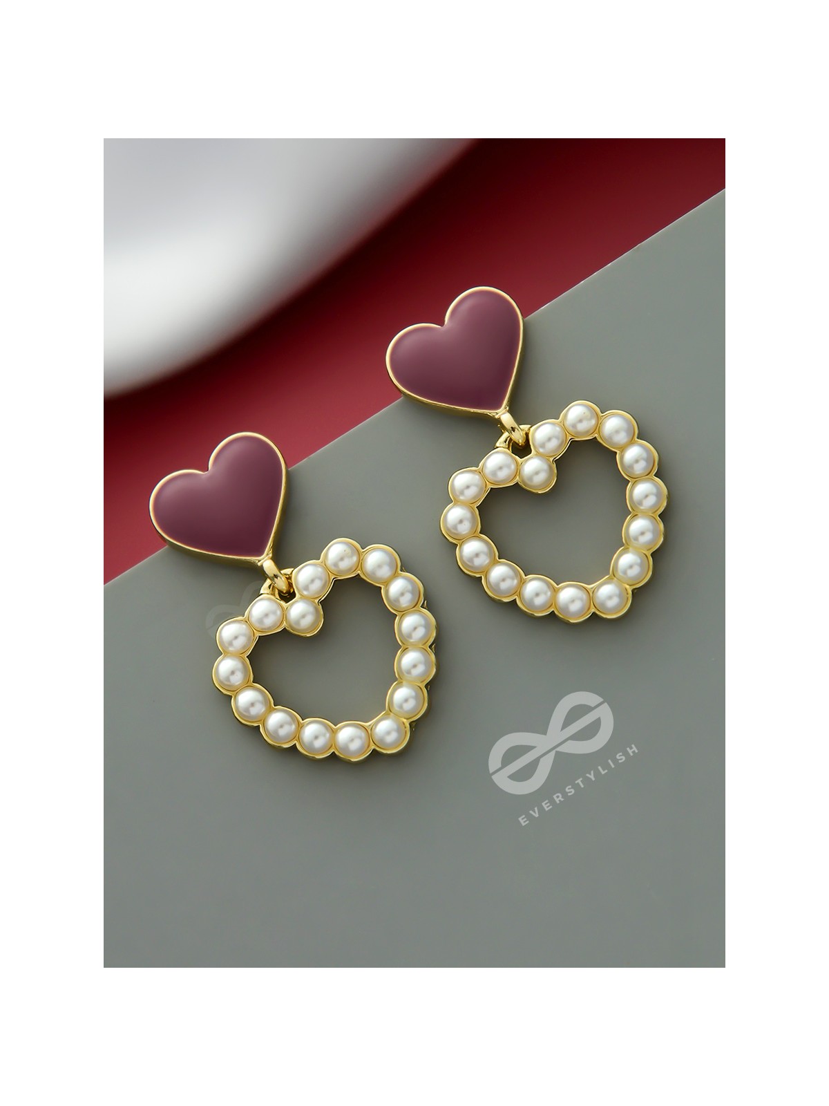 I'm all Heart - Statement Pearl Enamelled Earrings