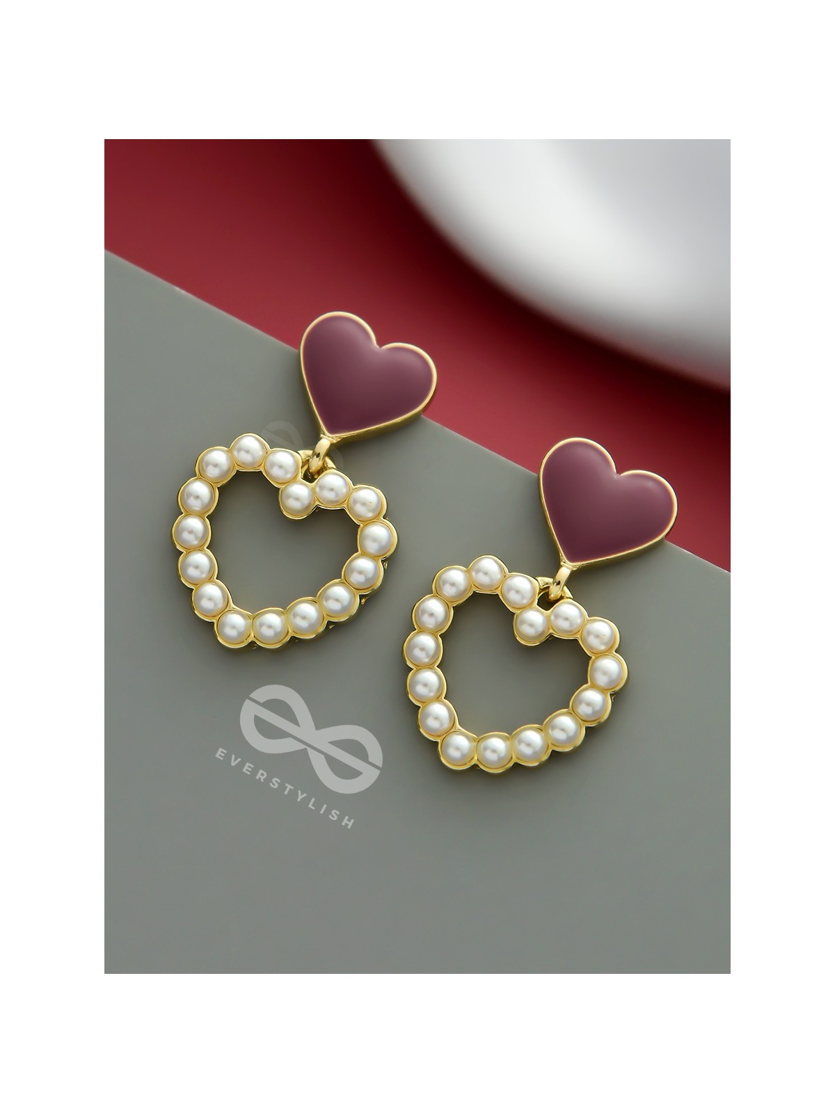 I'm all Heart - Statement Pearl Enamelled Earrings
