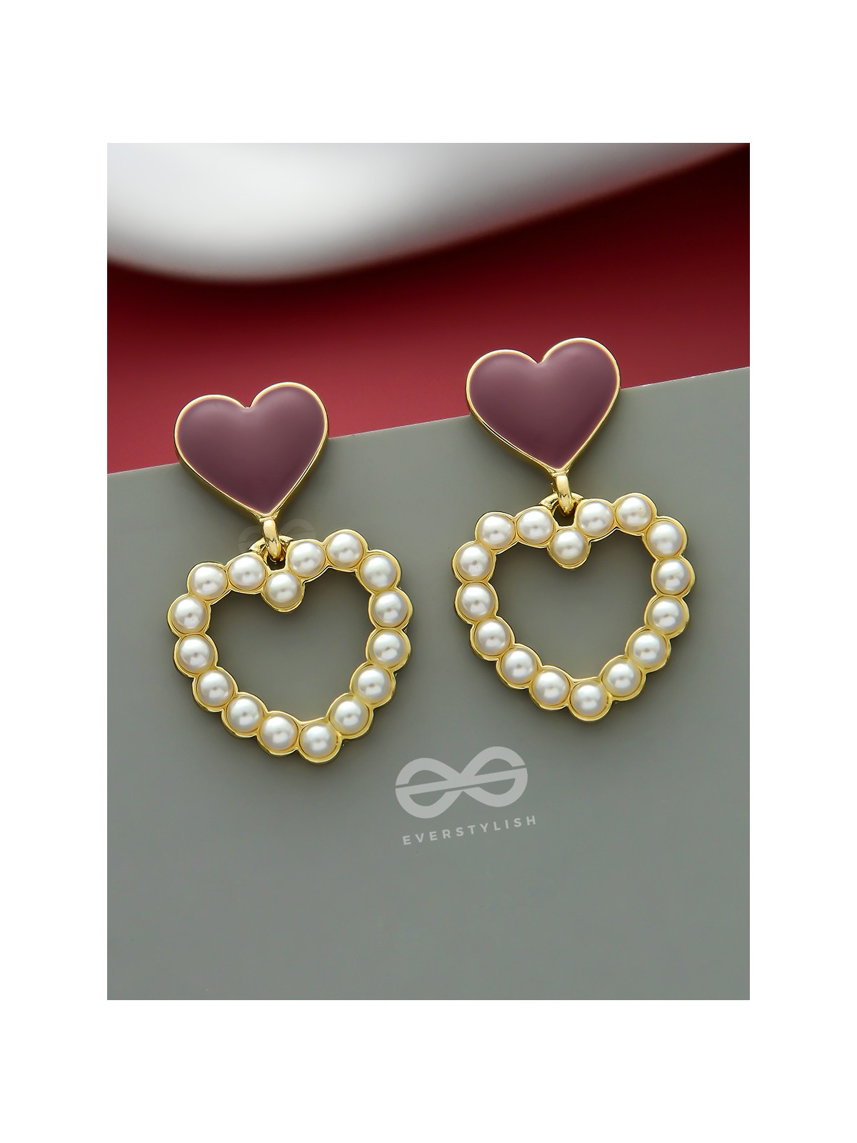 I'm all Heart - Statement Pearl Enamelled Earrings