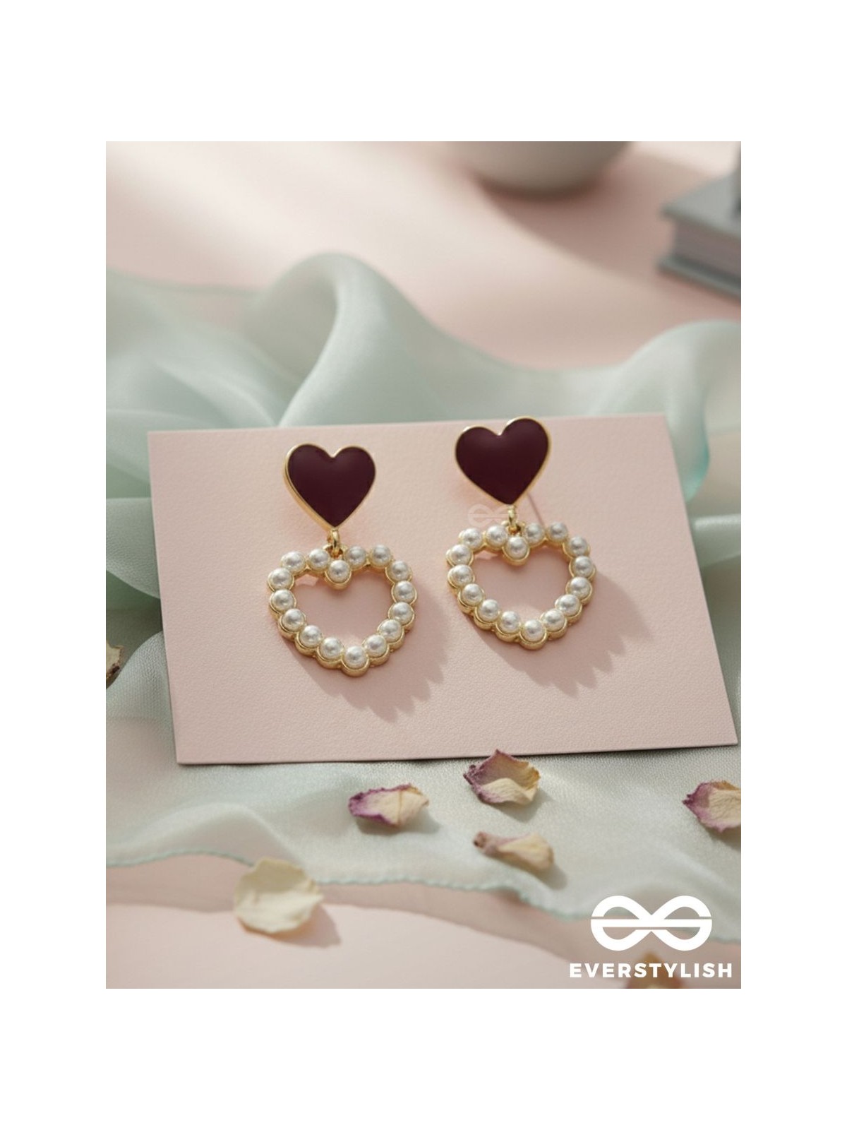I'm all Heart - Statement Pearl Enamelled Earrings