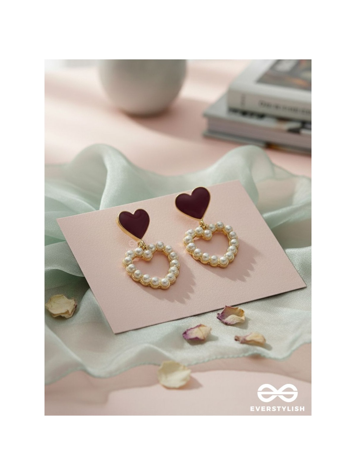 I'm all Heart - Statement Pearl Enamelled Earrings