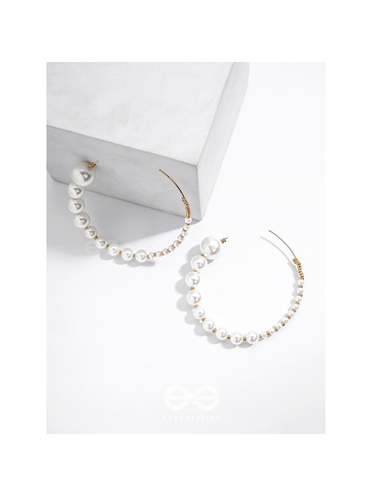 The Crescent Moon Pearls - Statement Hoops