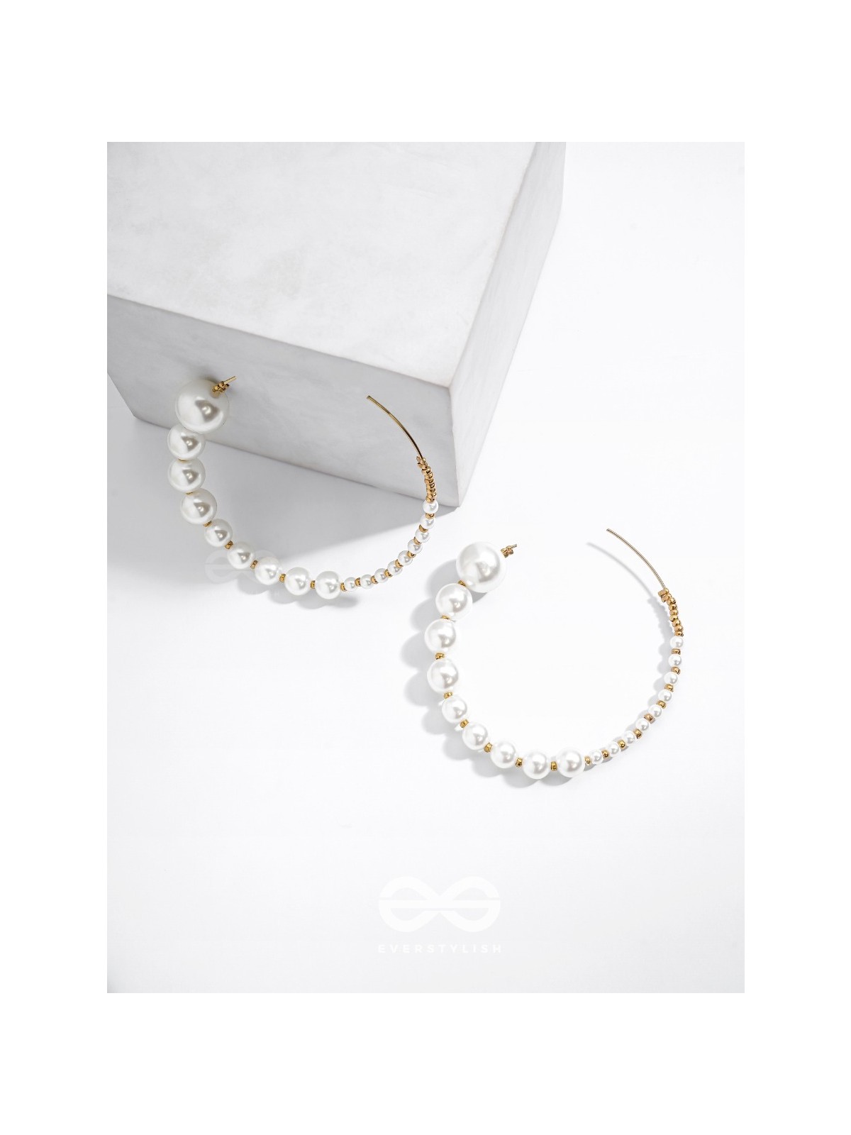 The Crescent Moon Pearls - Statement Hoops