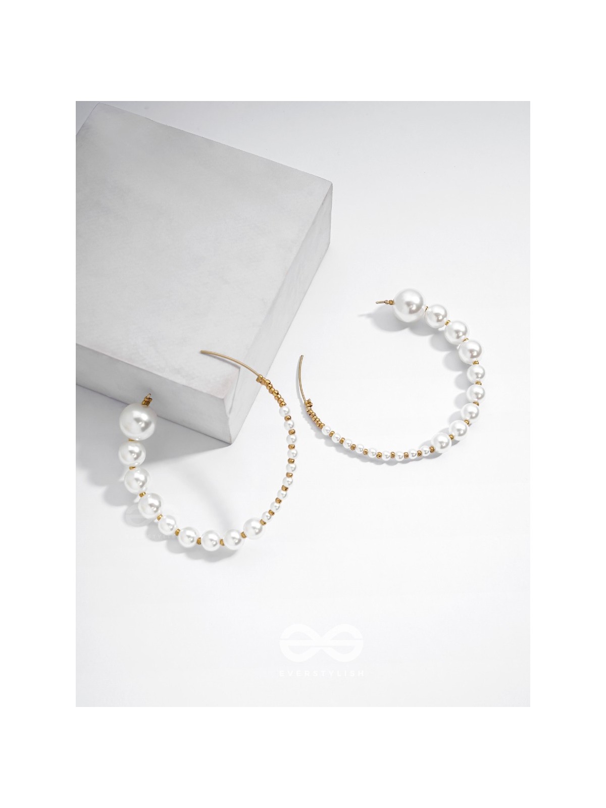 The Crescent Moon Pearls - Statement Hoops