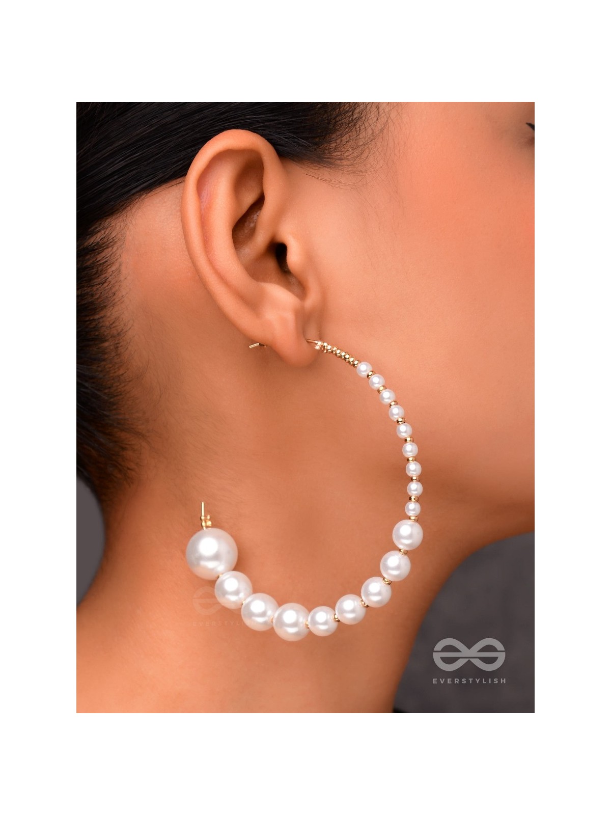 The Crescent Moon Pearls - Statement Hoops