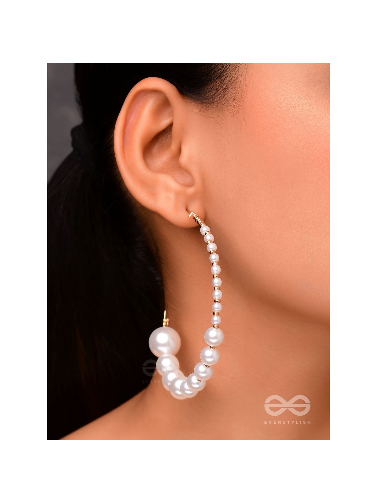 The Crescent Moon Pearls - Statement Hoops