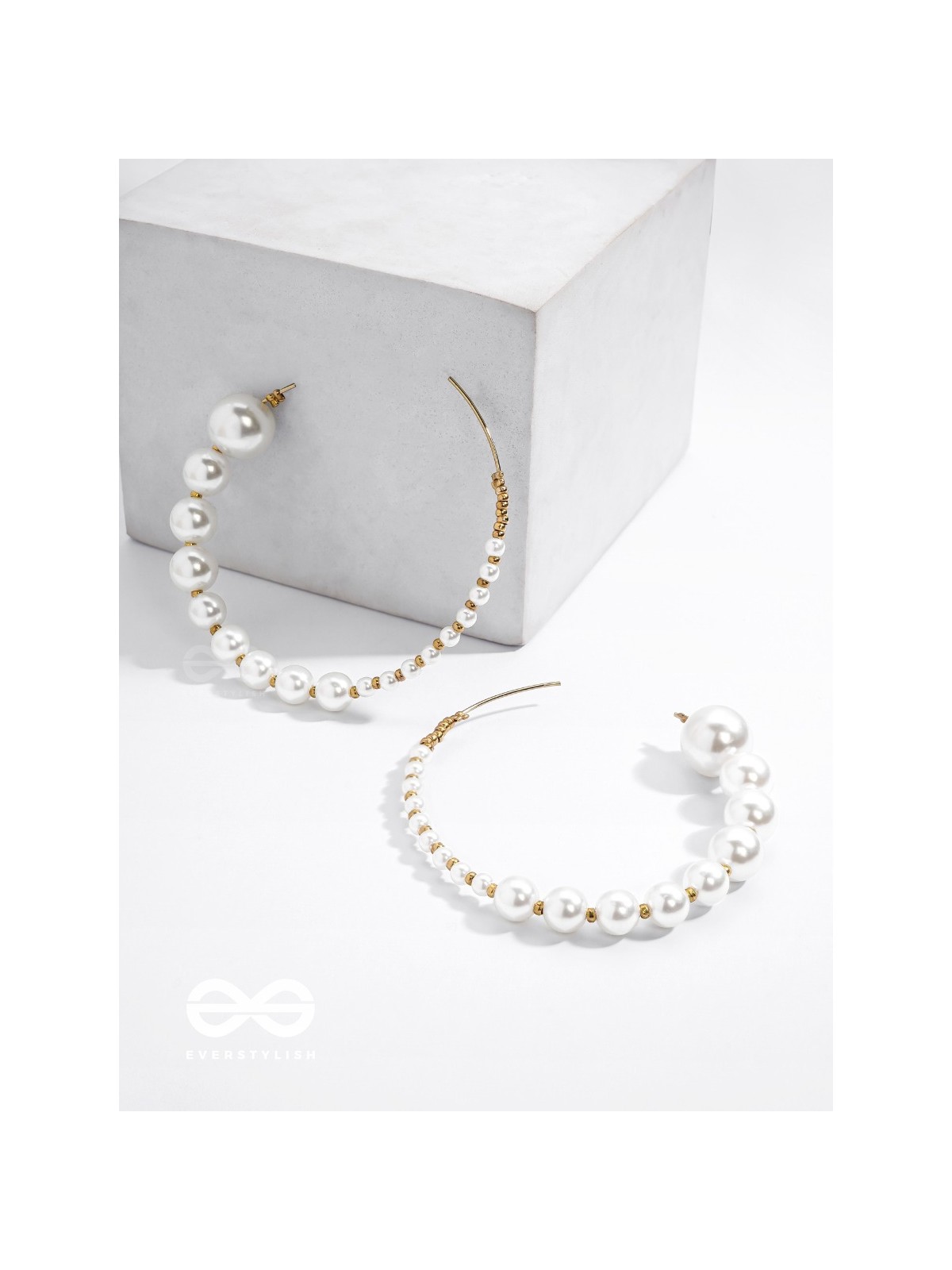 The Crescent Moon Pearls - Statement Hoops