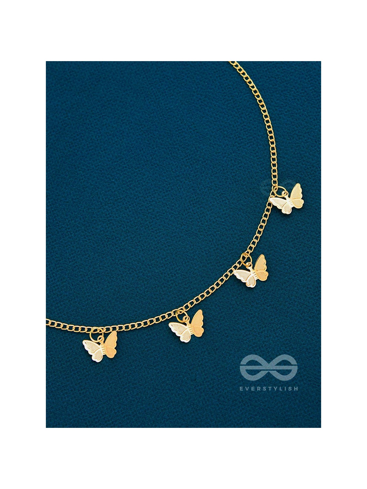 The Beguiling Butterflies - Statement Golden Neckpiece With Anti-Tarnish Coating 