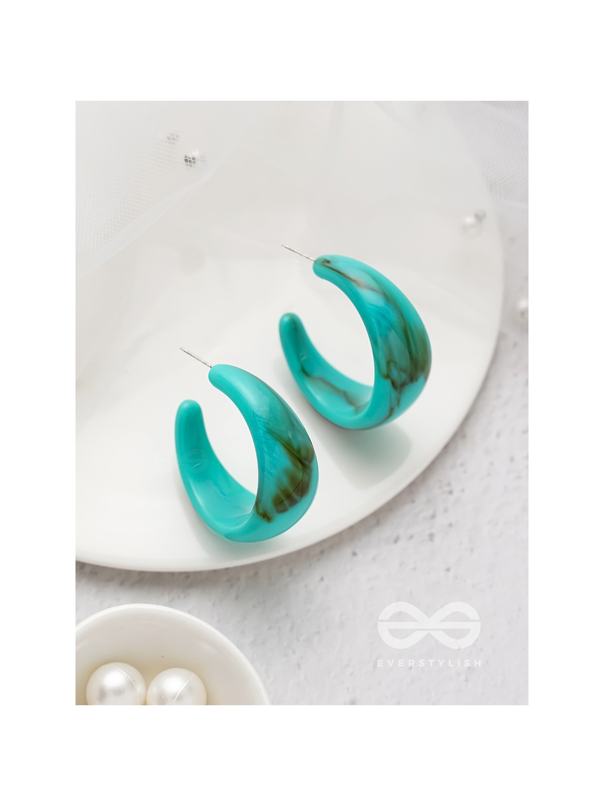 Effortlessly Classy - Statement Hoops (Turquoise)