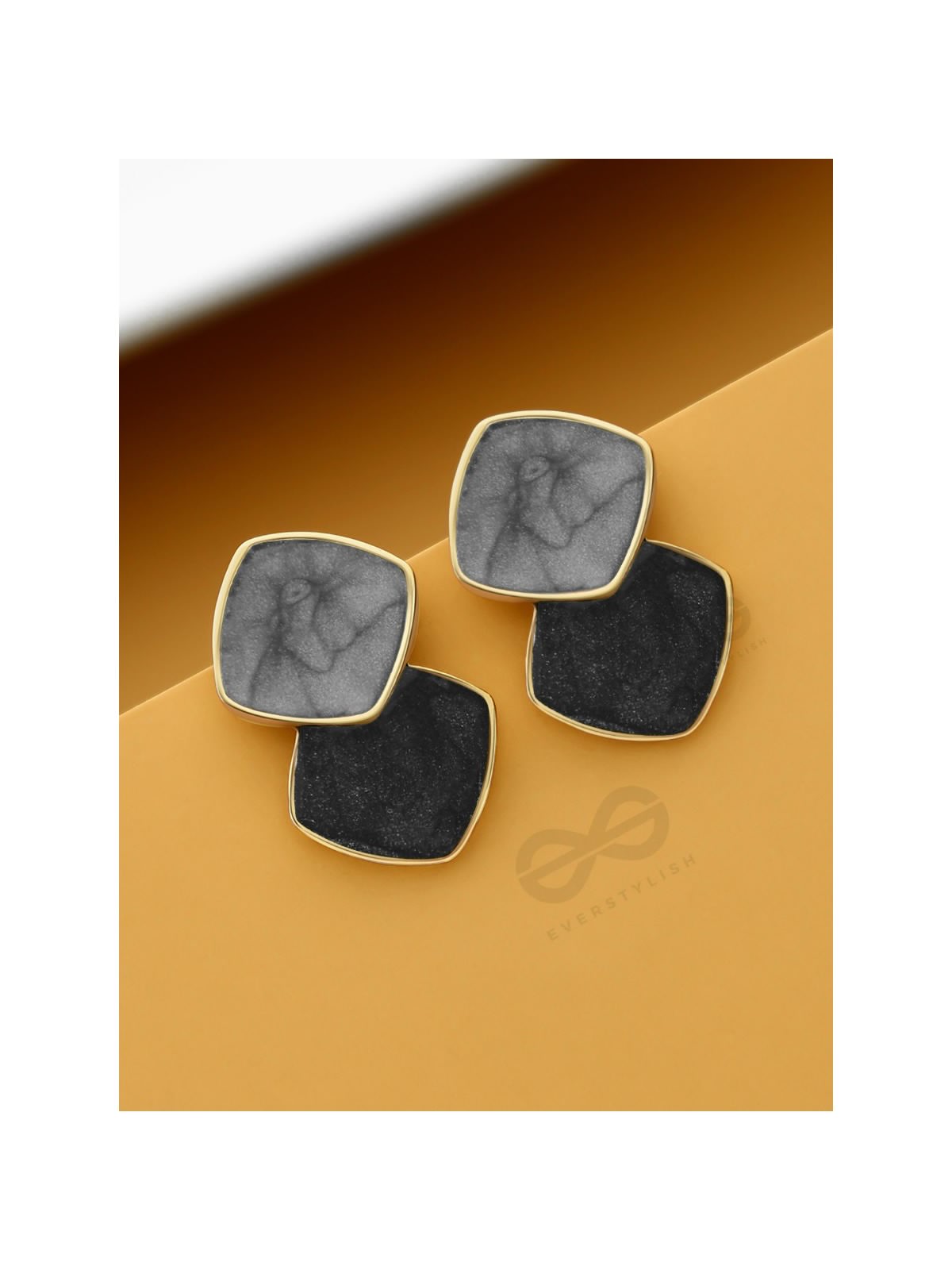 A Classy delight - Statement Enamelled Earrings ( grey -black)