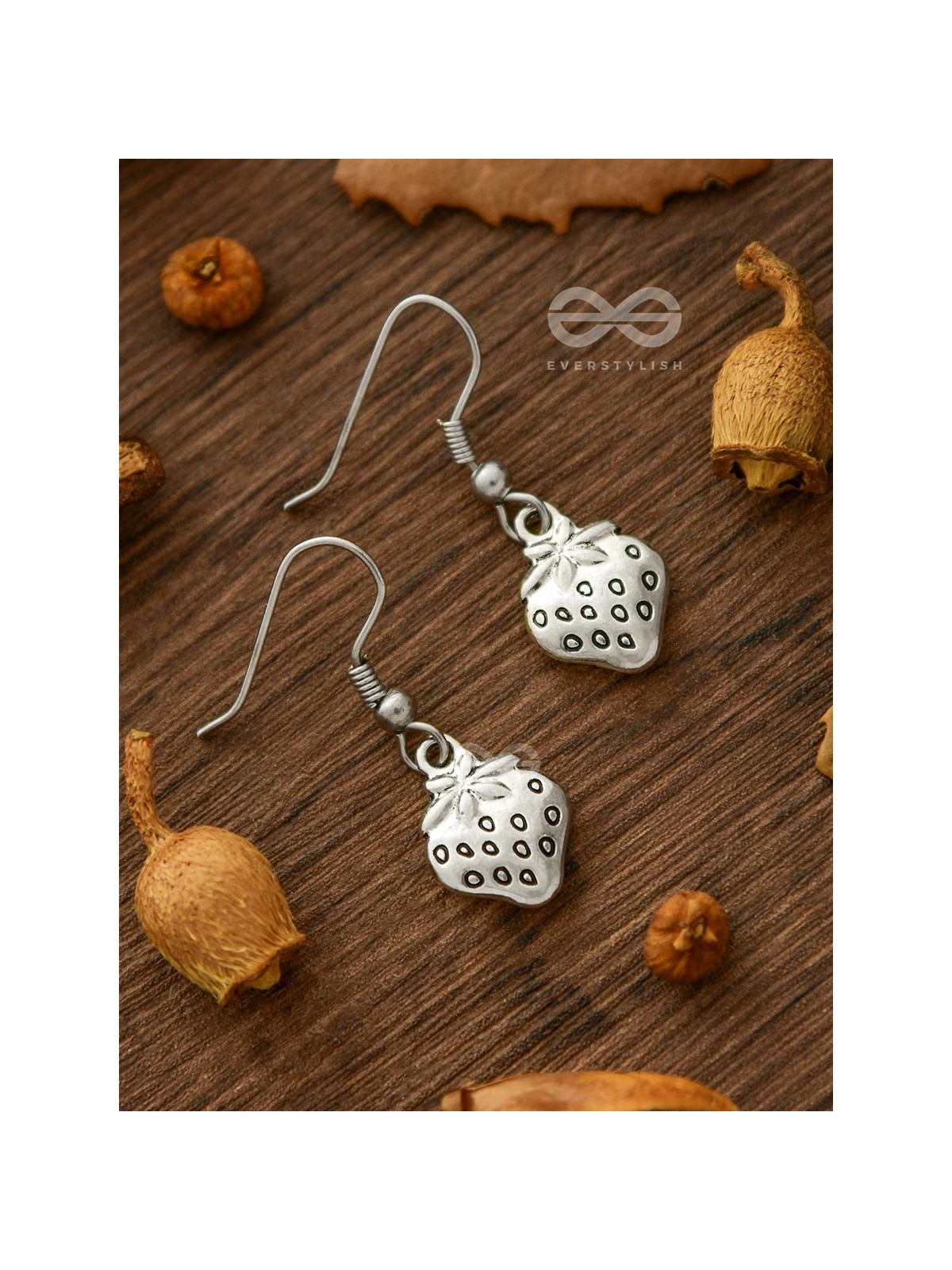 Very Berry Oxidised Danglers - Tiny Trinket Earrings