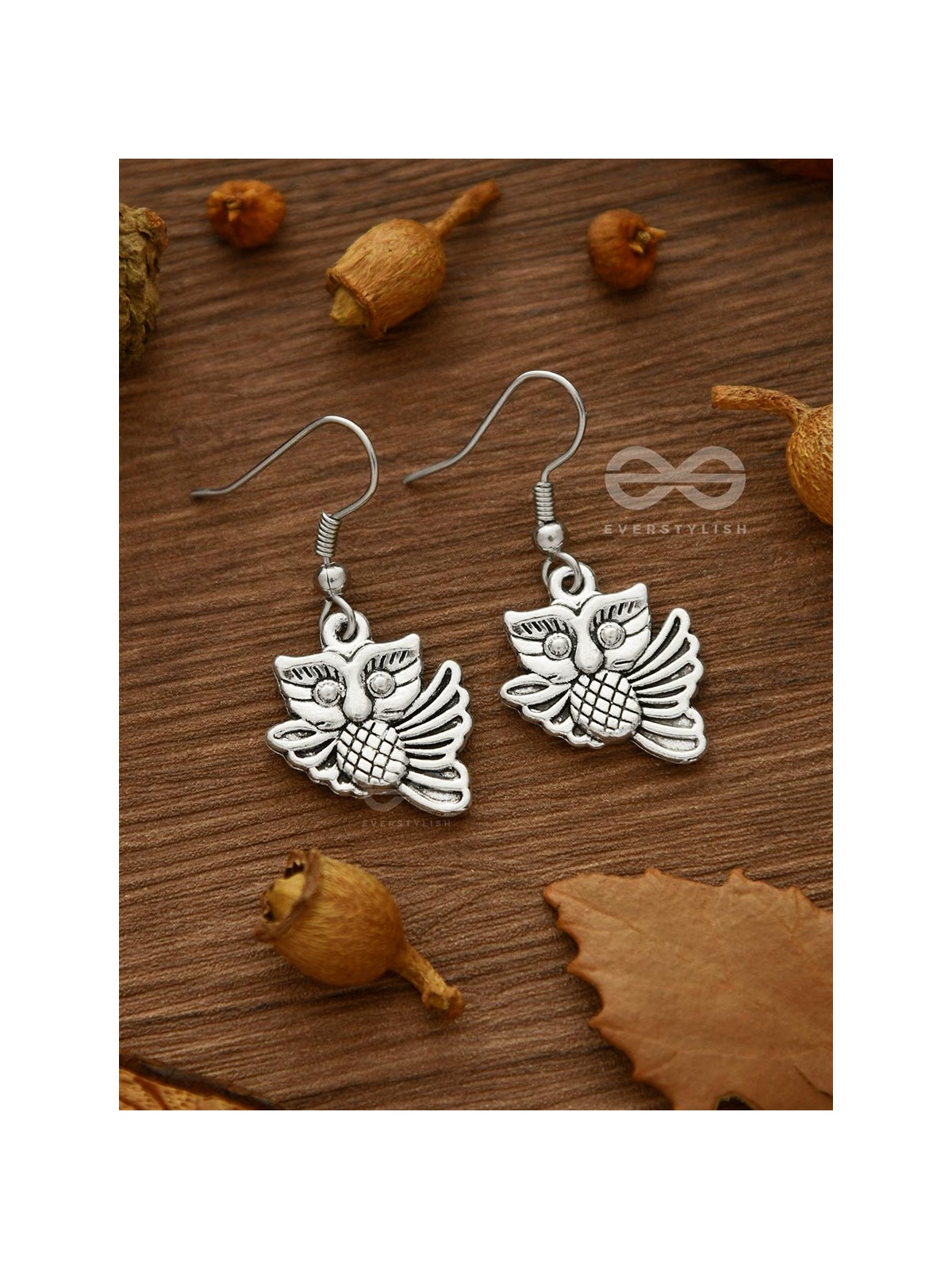 The Funky Flying Owl Danglers - Tiny Trinket Earrings