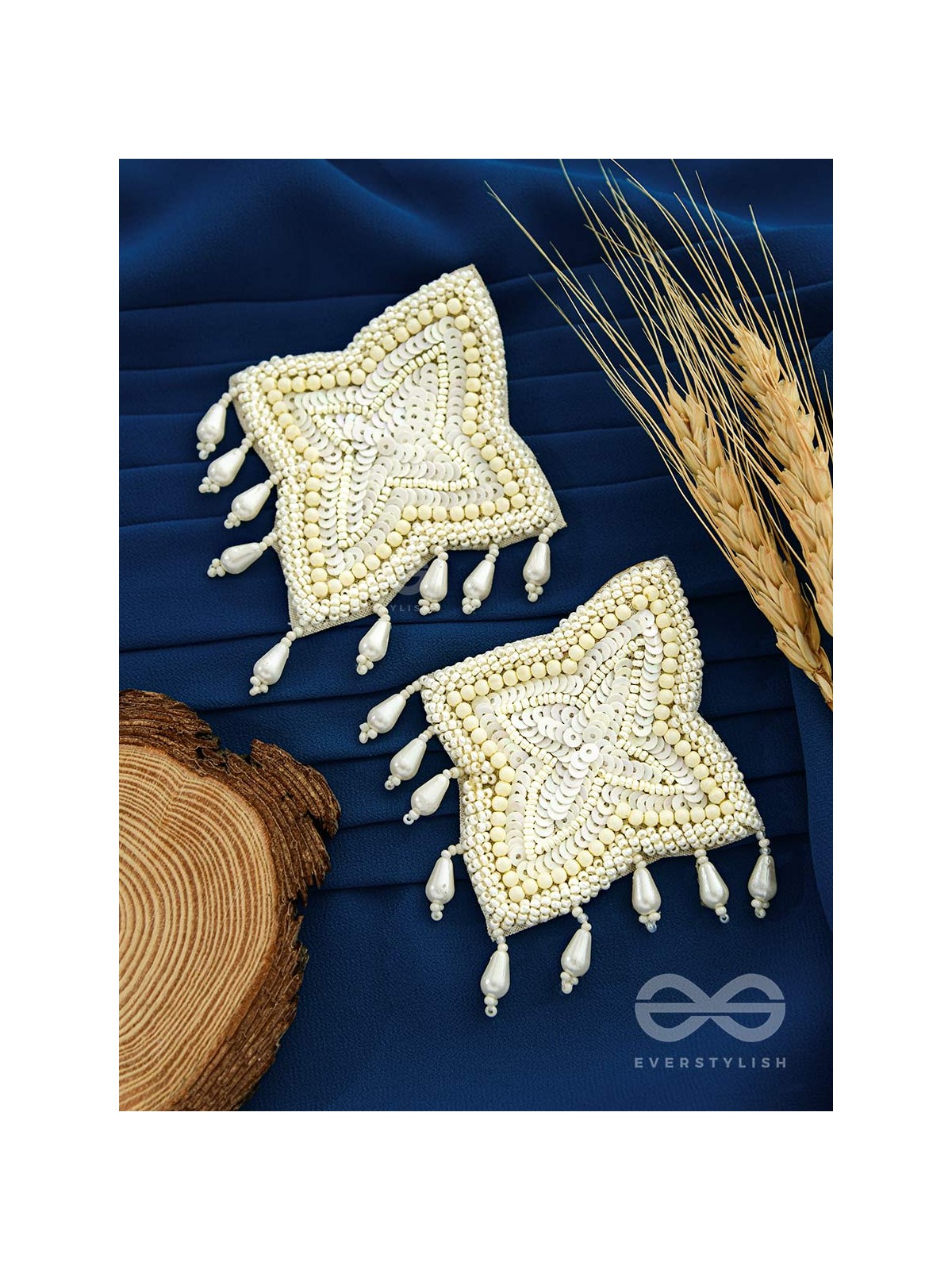 The Royal Pearl Delight - Embroidered Statement Stud Earrings