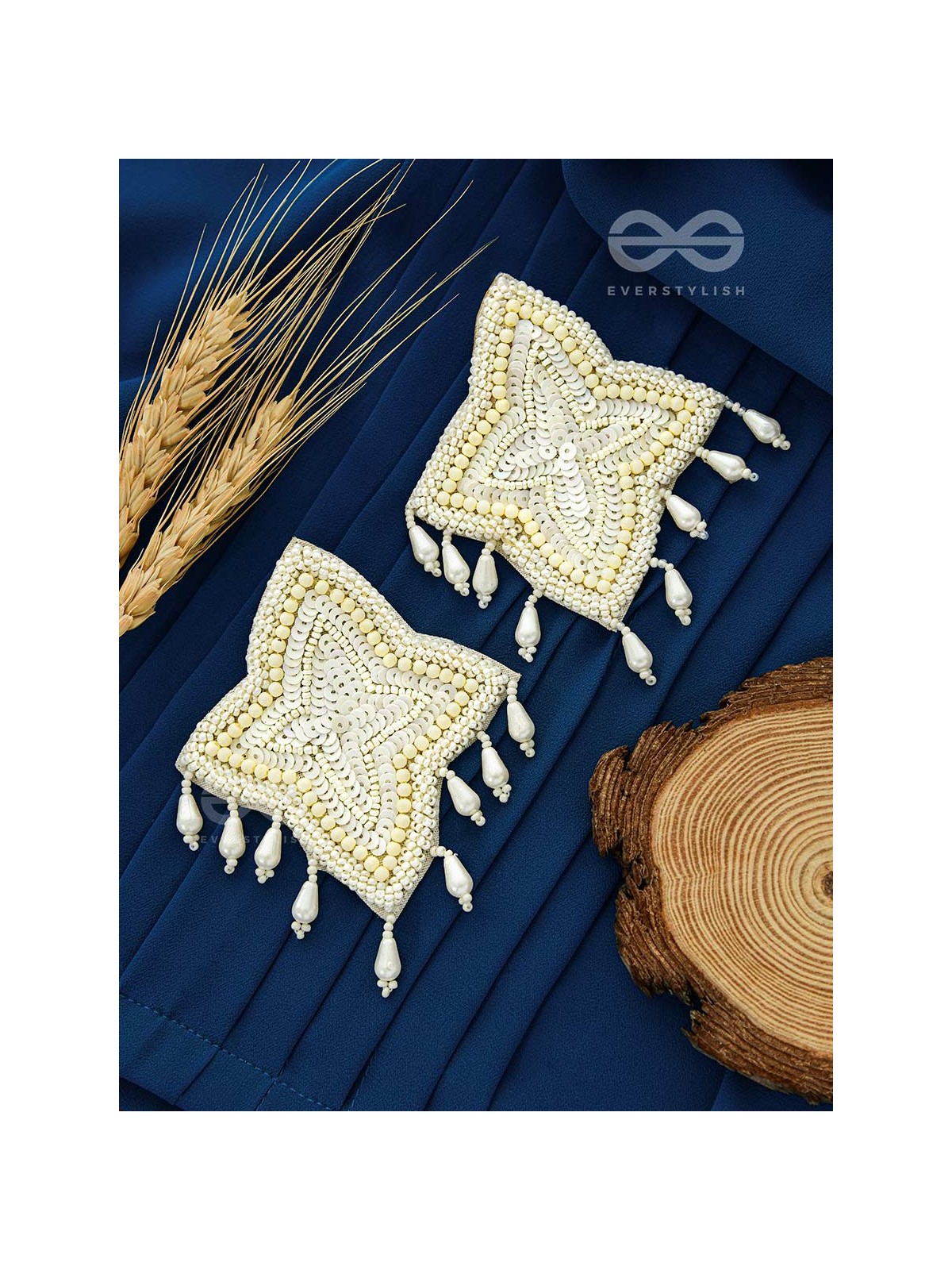 The Royal Pearl Delight - Embroidered Statement Stud Earrings