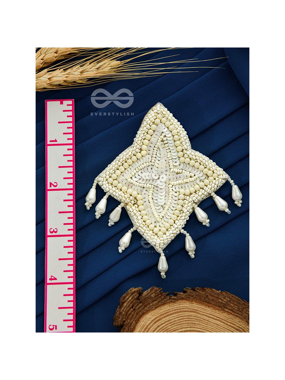 The Royal Pearl Delight - Embroidered Statement Stud Earrings