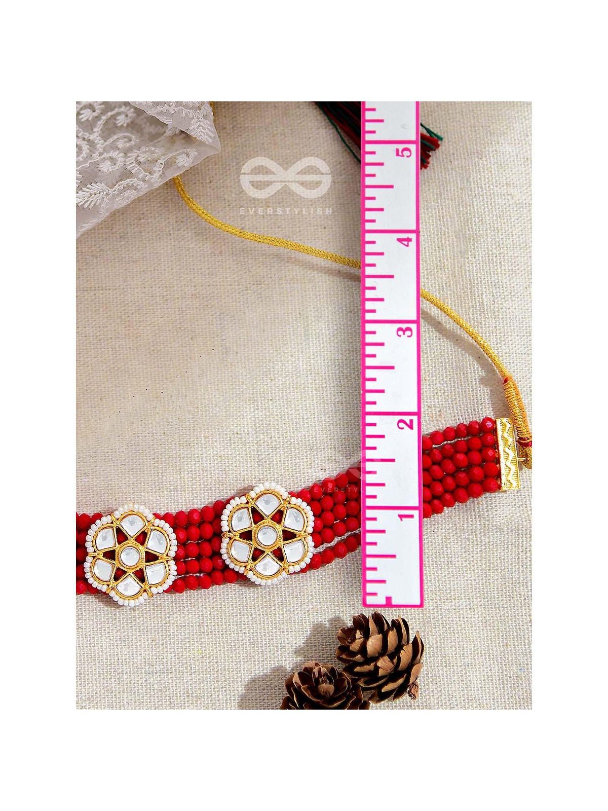 The Classy Elegance - Set of Statement Choker and Studs (Rose red)