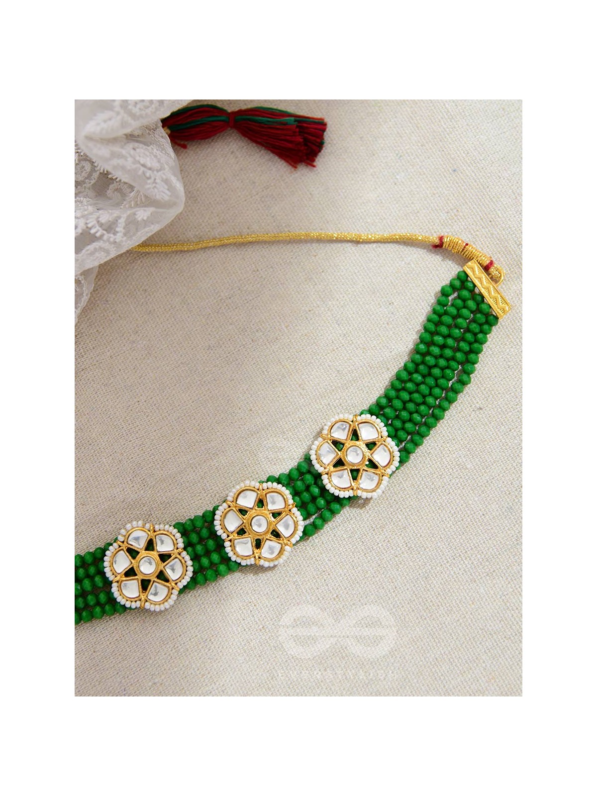 The Classy Elegance - Set of Statement Choker and Studs (Emerald Green)