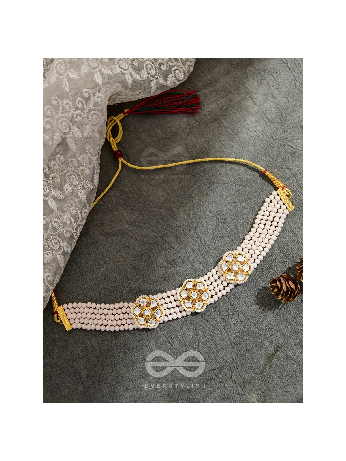 The Classy Elegance - Set of Statement Choker and Studs (Naive Peach)