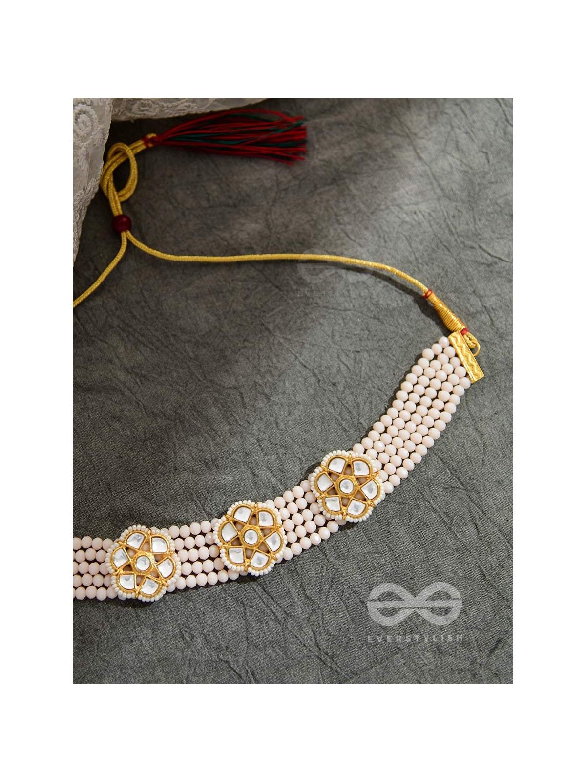 The Classy Elegance - Set of Statement Choker and Studs (Naive Peach)