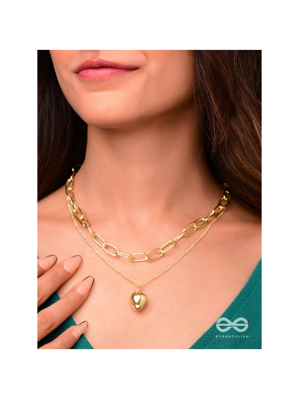 Lock Me In Your Heart - Golden Layered Statement Neckpiece With Anti-Tarnish Coating 