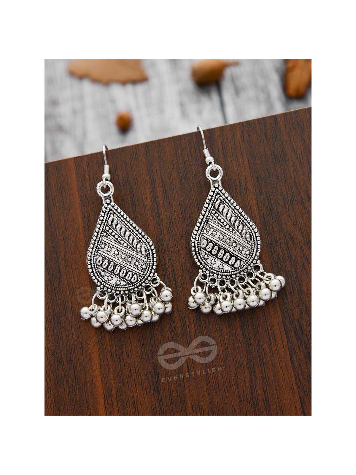 The Intricate Droplets - Oxidised Boho Earrings
