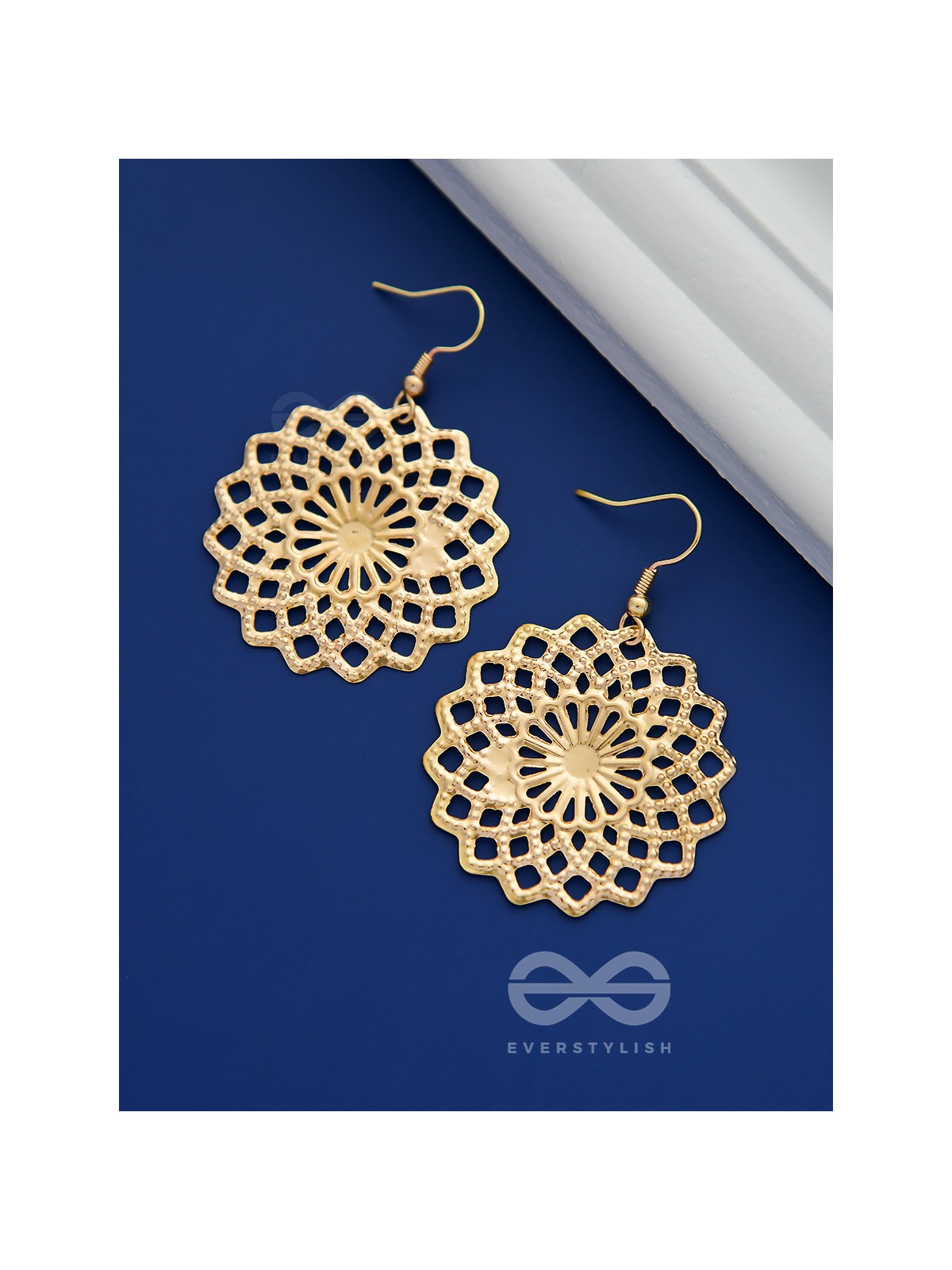The Geometric Graceful Sun - Golden Casual Earrings