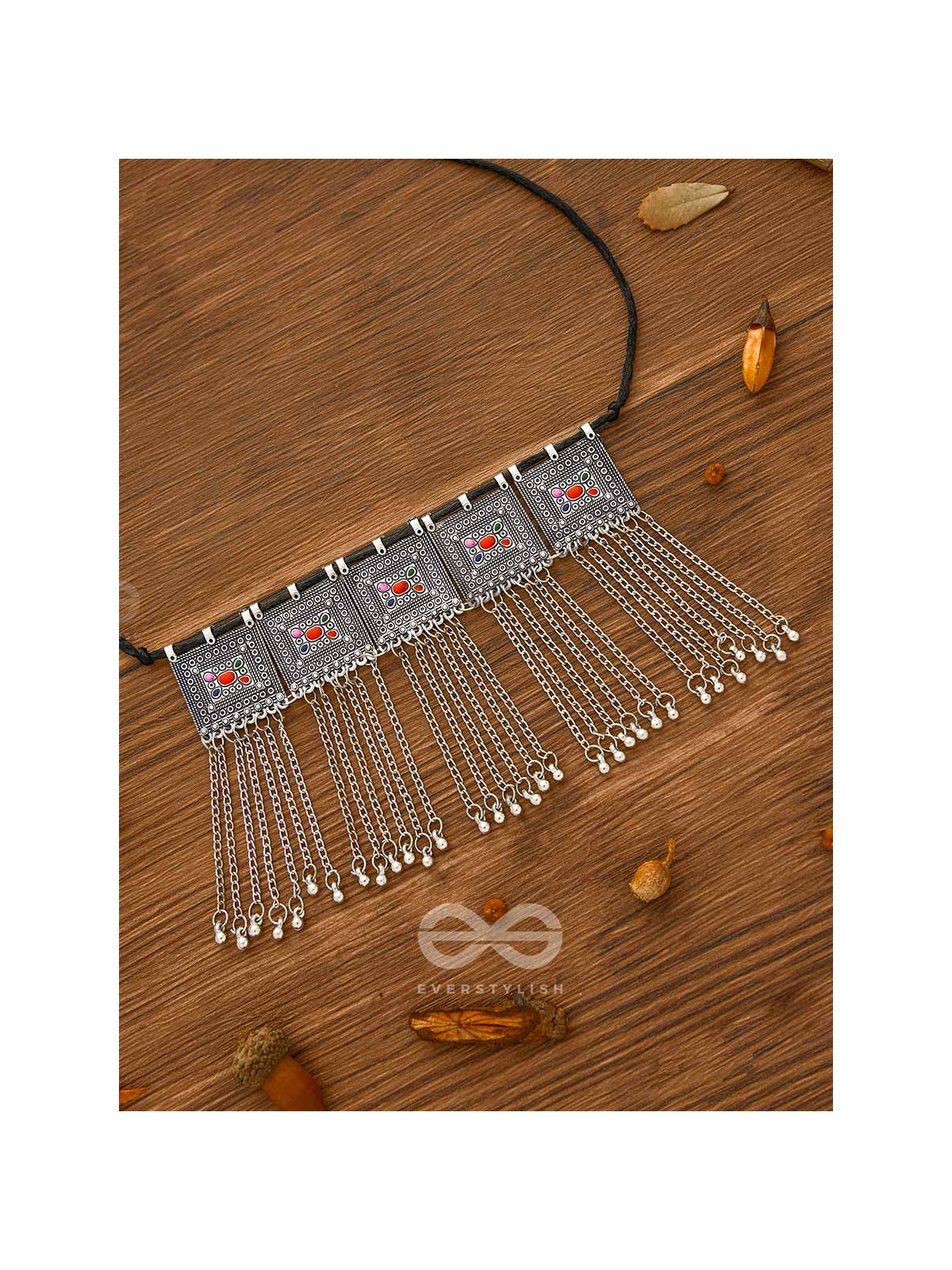 The Bohemian Geometry - Enamelled Oxidised Choker