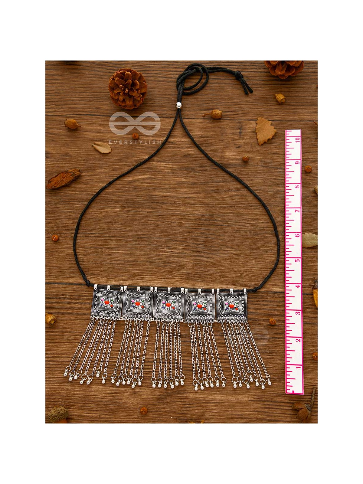 The Bohemian Geometry - Enamelled Oxidised Choker