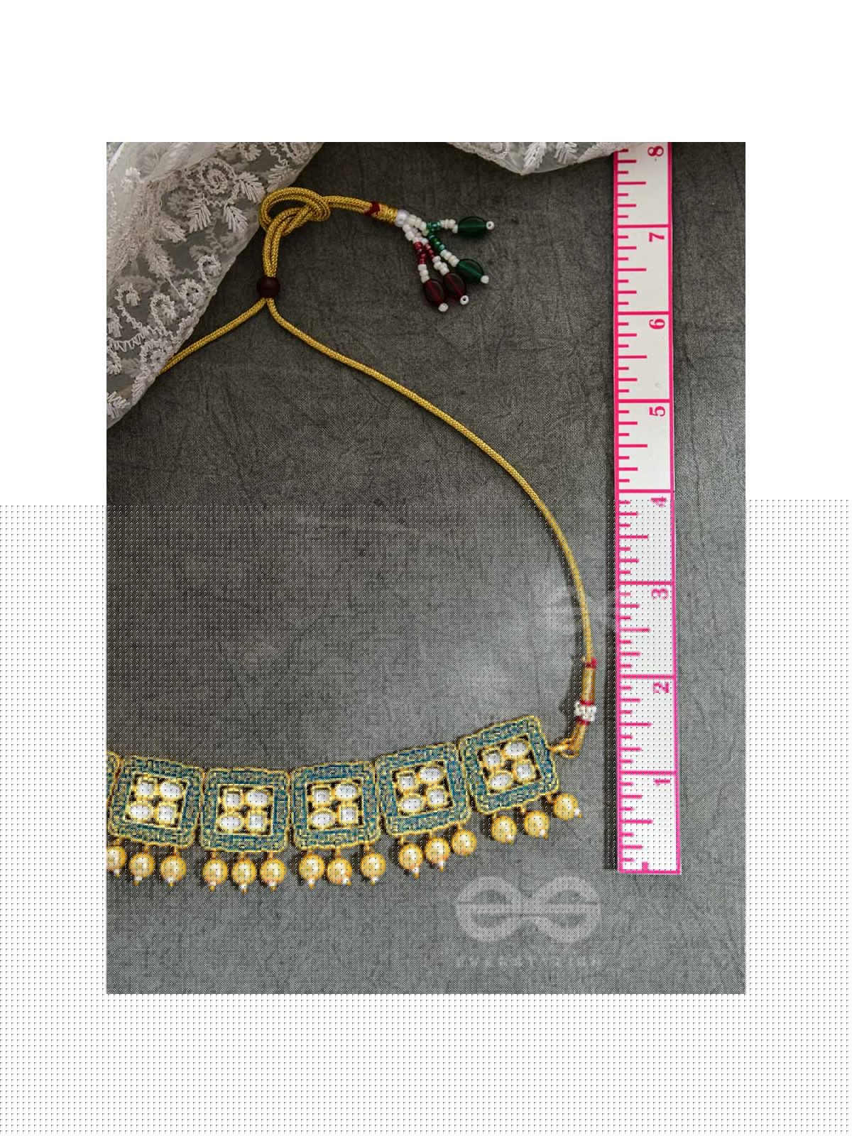 The Windows of Opulence - Set of Statement Choker and Earrings( PINE)