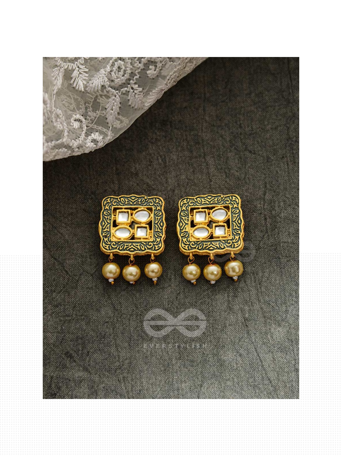 THE WINDOWS OF OPULENCE - SET OF STATEMENT CHOKER AND EARRINGS(Artichoke green)