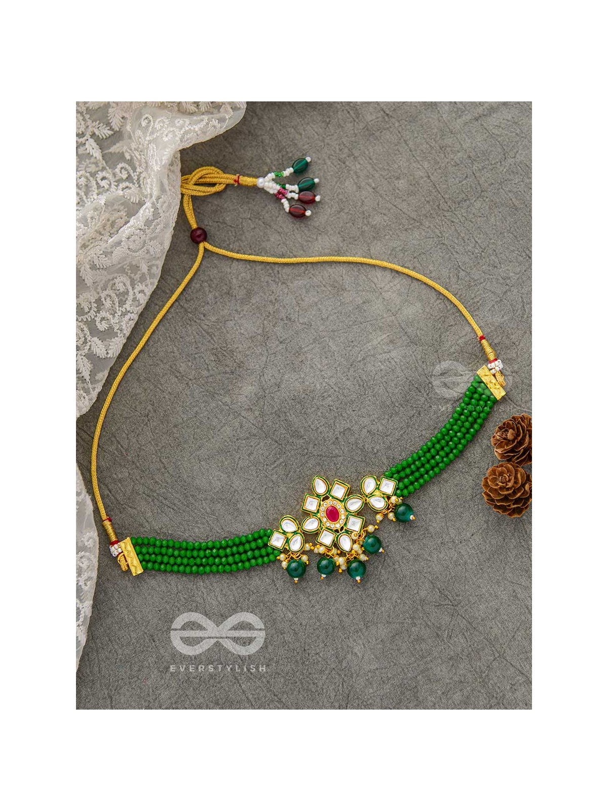 The Magical Mystique - Set of Statement Earrings and Choker (Green)