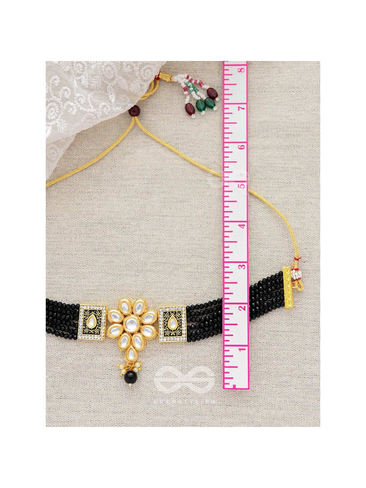 The Etheral Elegance - Set of Statement Choker And Earrings (Black)