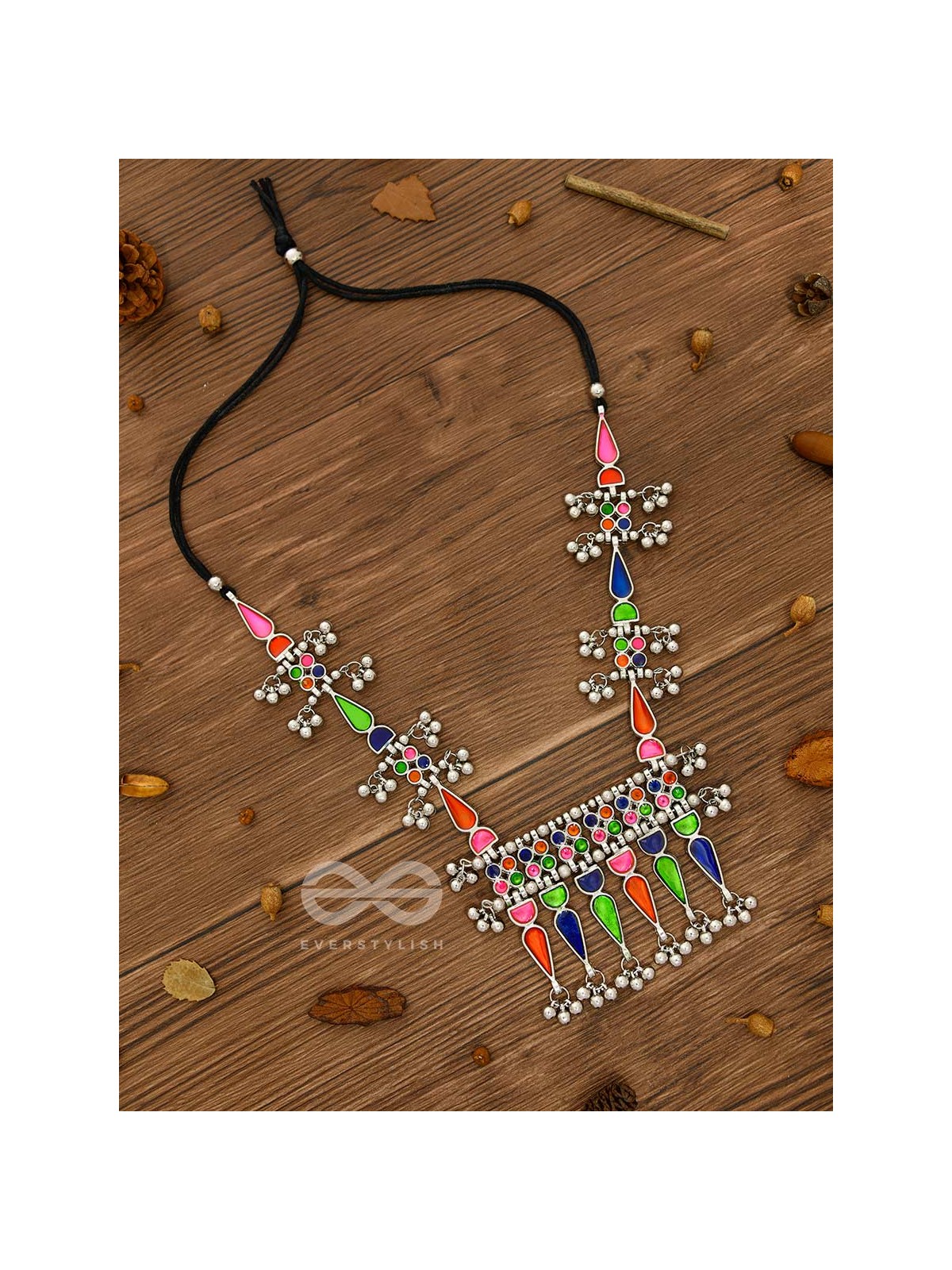 The Bohemian Jaw Droppers - Statement Set of Meenakari Neckpiece and Earrings (Multicolor)