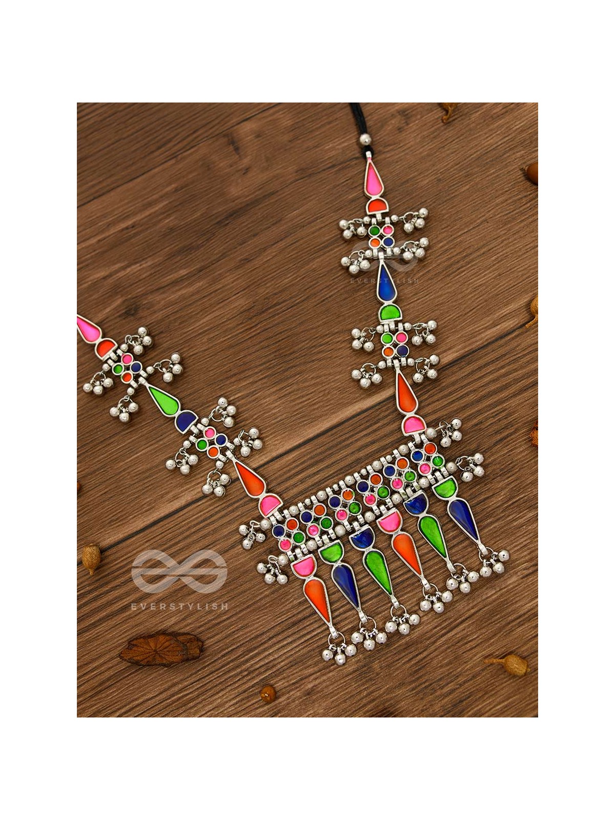 The Bohemian Jaw Droppers - Statement Set of Meenakari Neckpiece and Earrings (Multicolor)