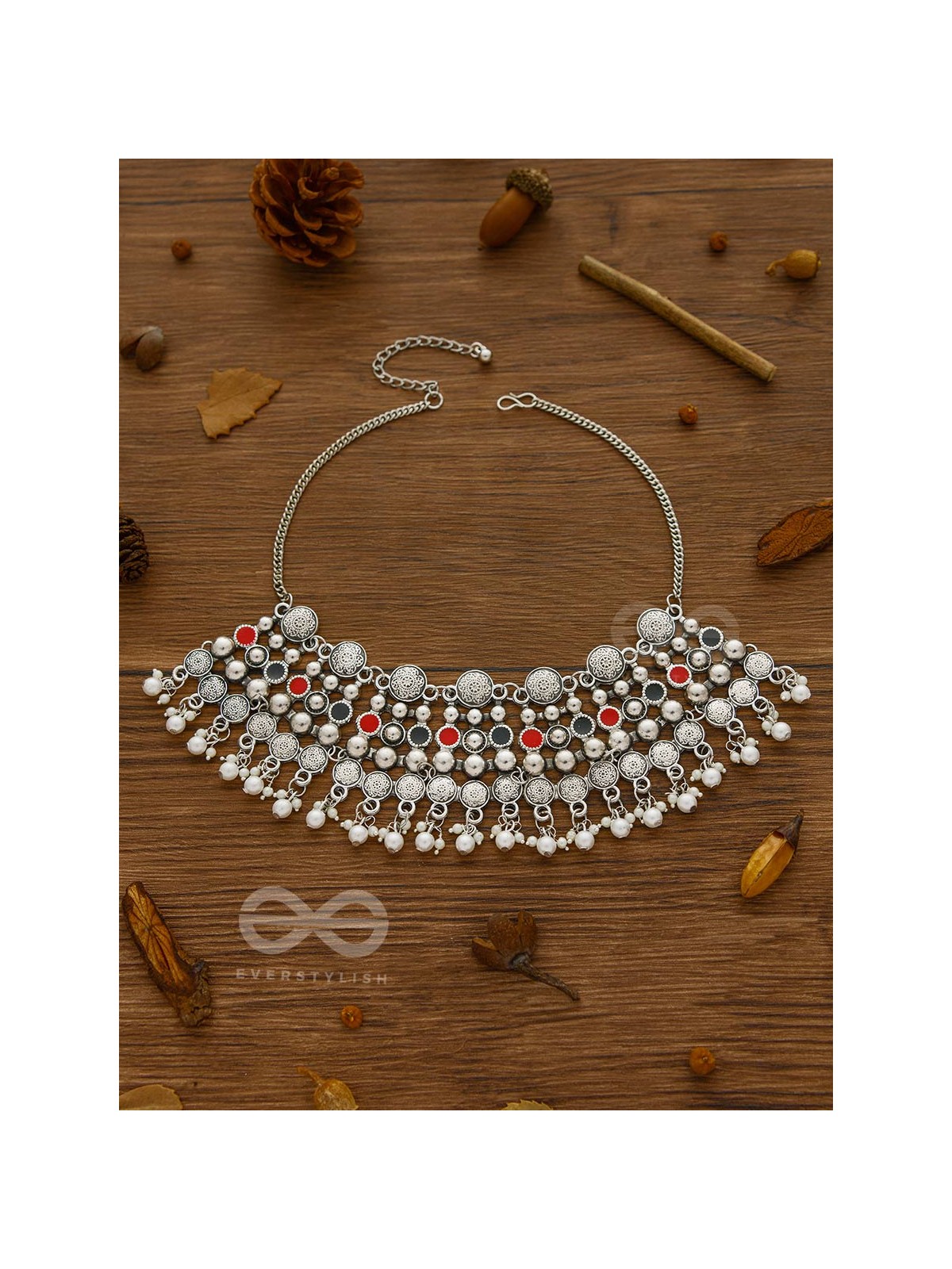 The Boho Barrage - Statement Set of Enamelled Earrings and Neckpiece