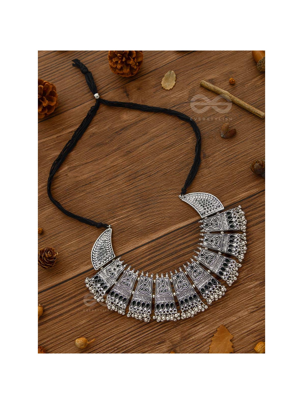 The Chunky Bohemian Statement - Set of Oxidised Earrings and Neckpiece