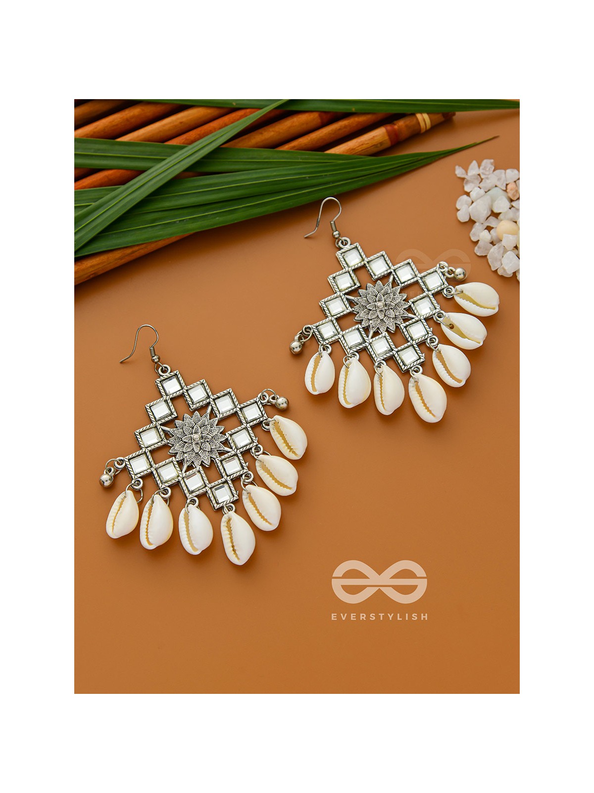 The Shell-Shocked Geometry - Silver Statement Oxidised Earrings