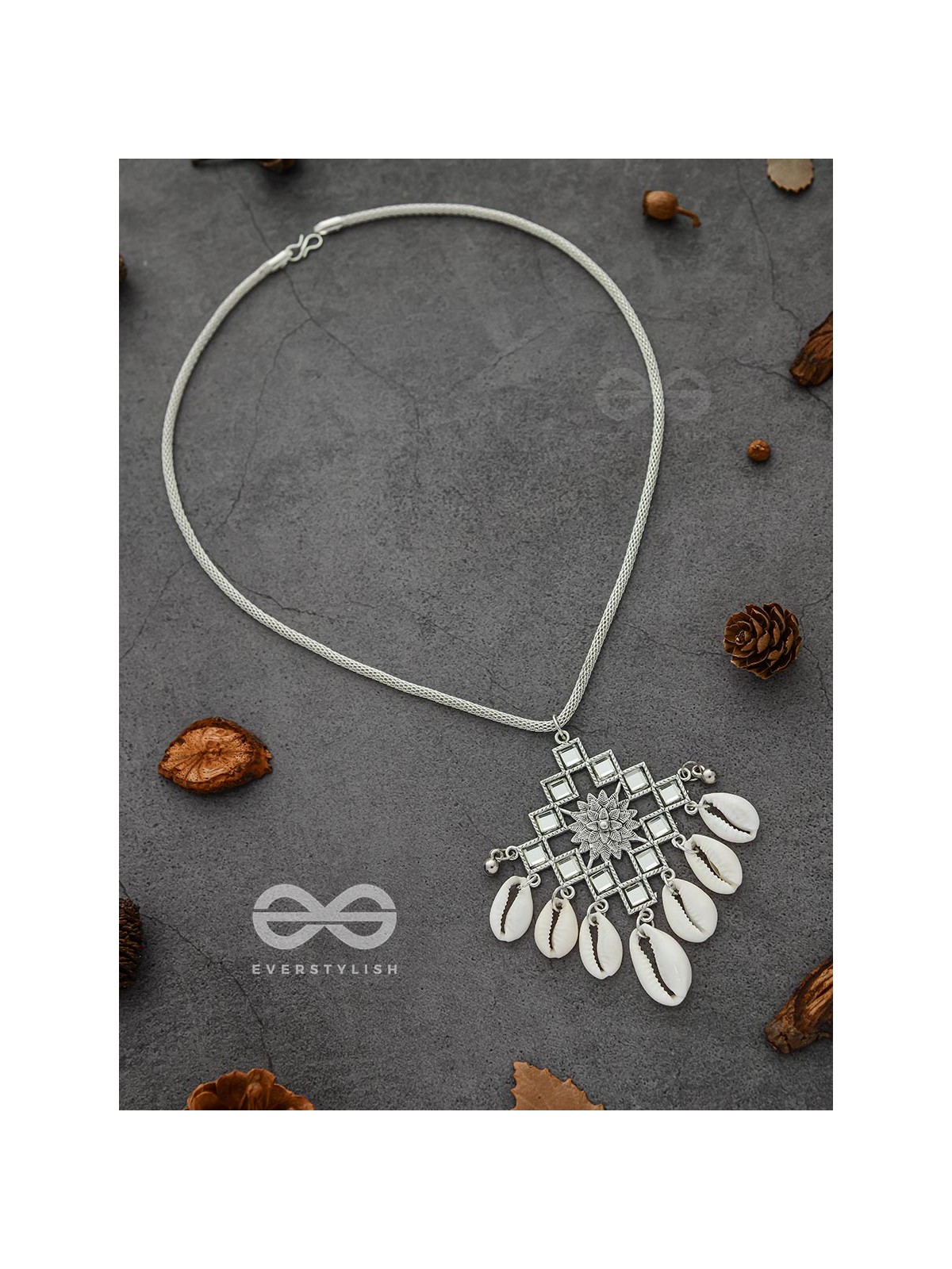 The Shell-Shocked Geometry - Silver Statement Oxidised Neckpiece