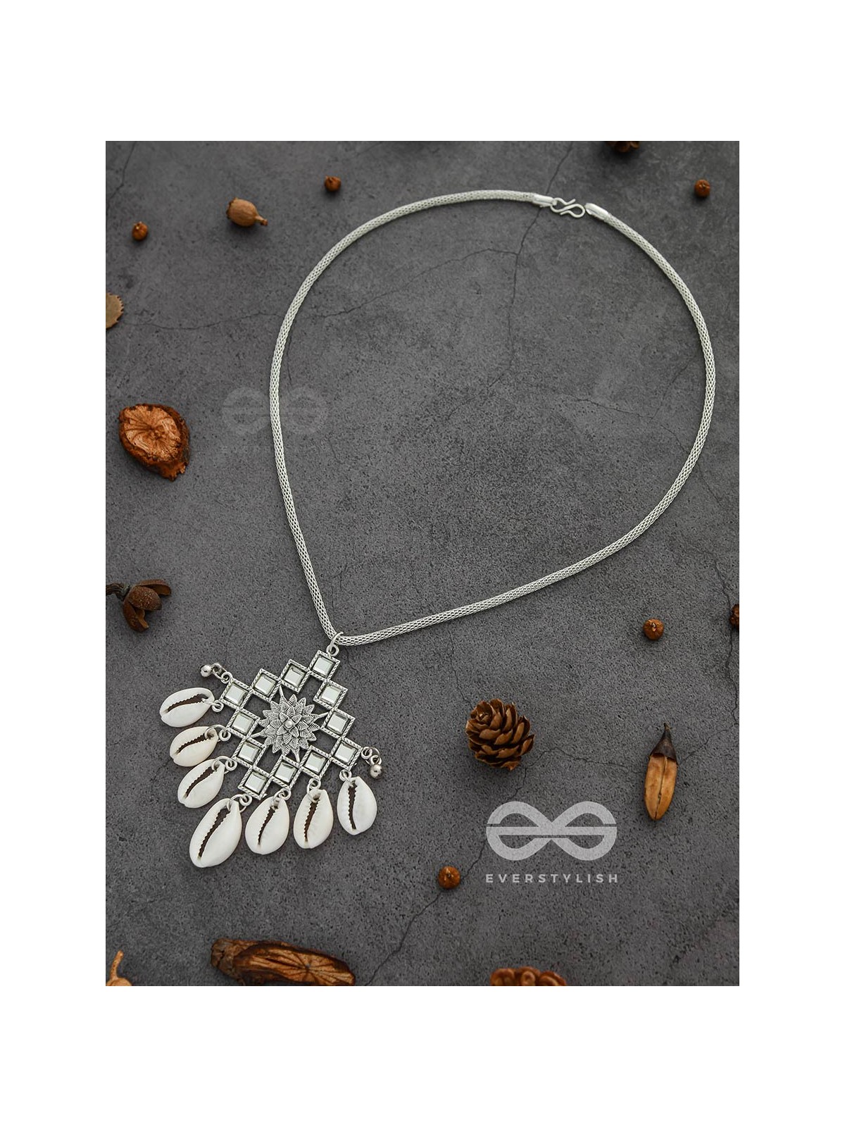 The Shell-Shocked Geometry - Silver Statement Oxidised Neckpiece