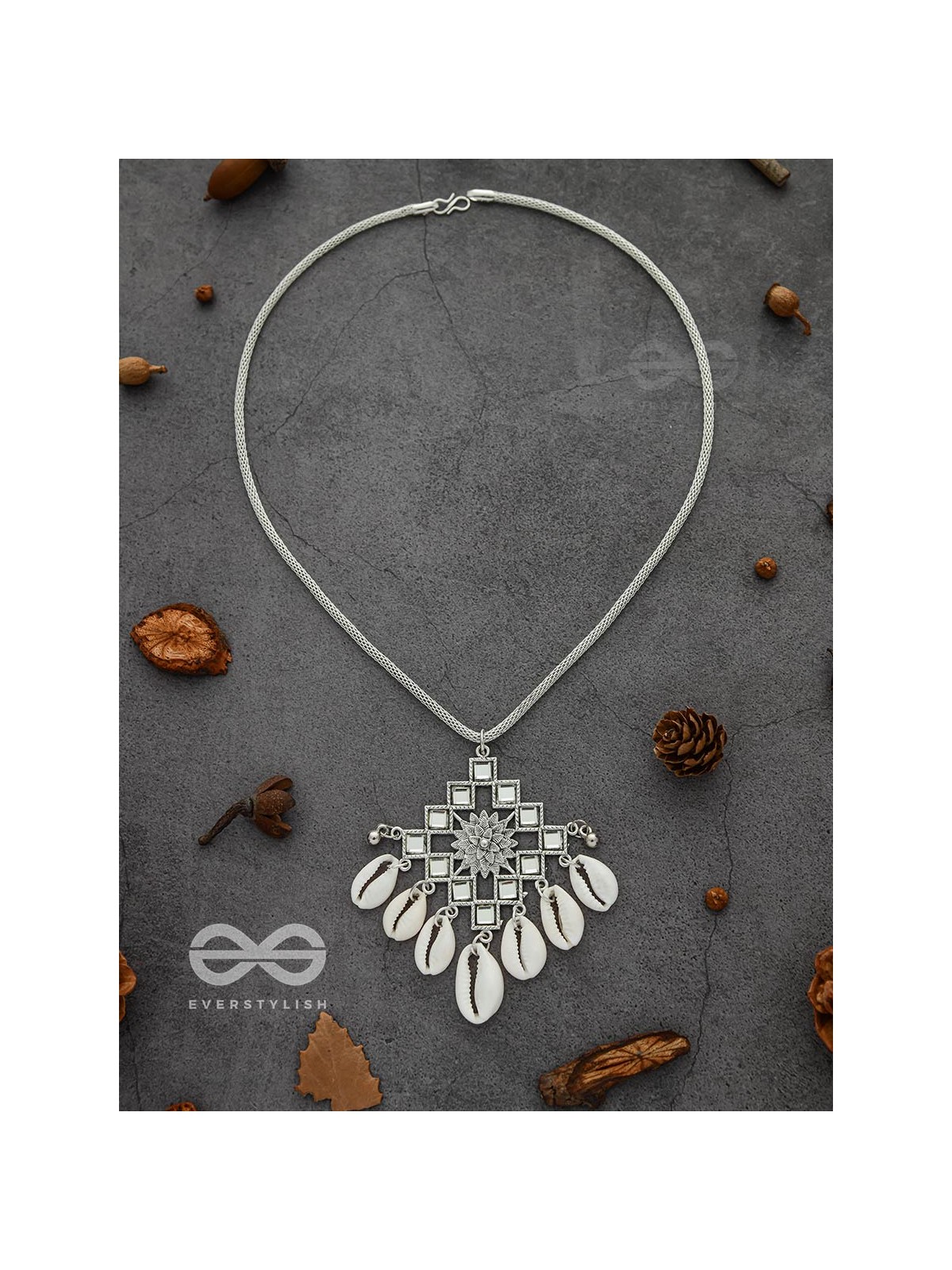 The Shell-Shocked Geometry - Silver Statement Oxidised Neckpiece