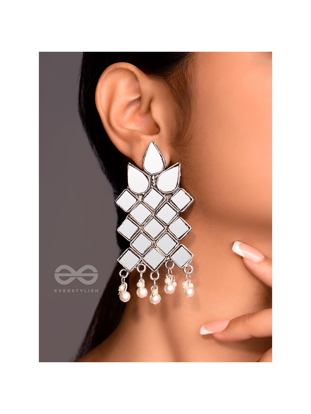 Mirrors on my Ears - Statement Embellished Earrings