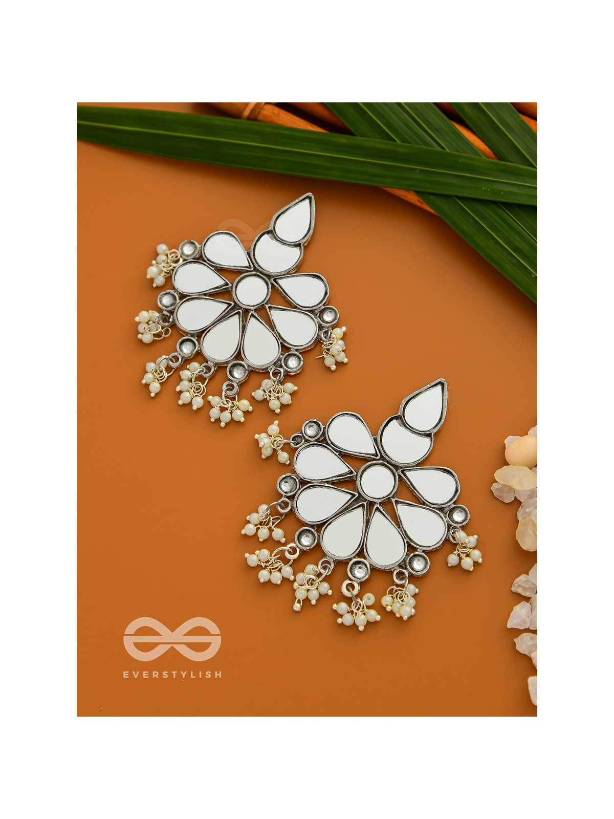The Flowers of Reflection- Statement Mirror Earrings