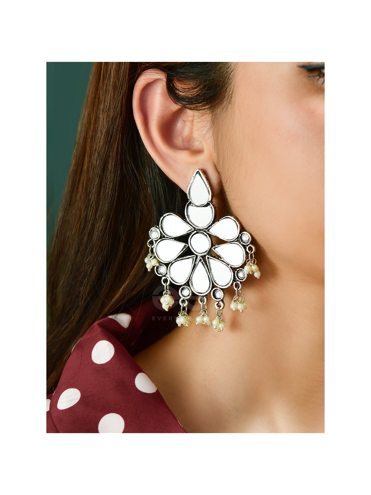 The Flowers of Reflection- Statement Mirror Earrings