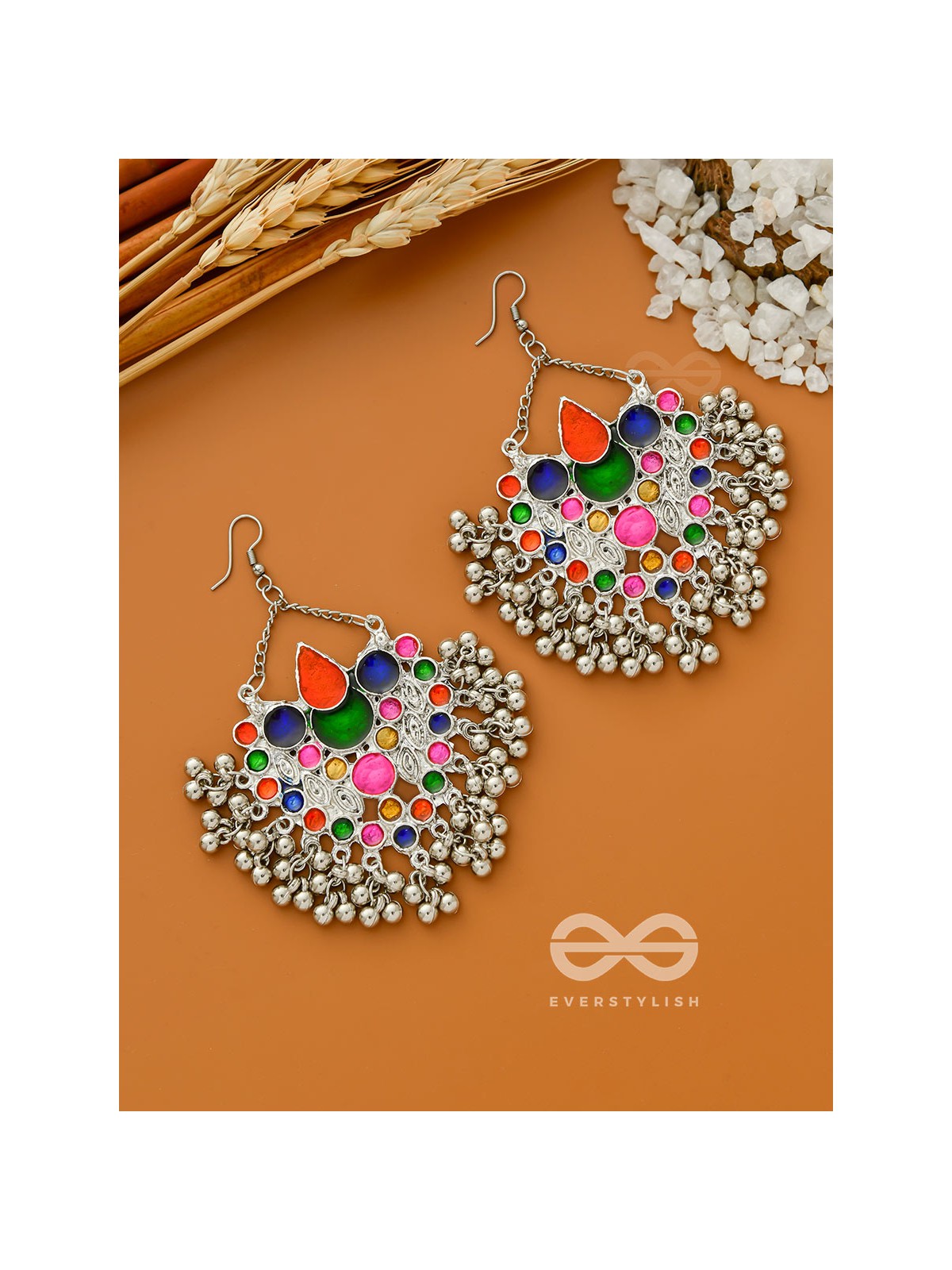 A Cascading Colourful Affair - Statement Enamelled Danglers