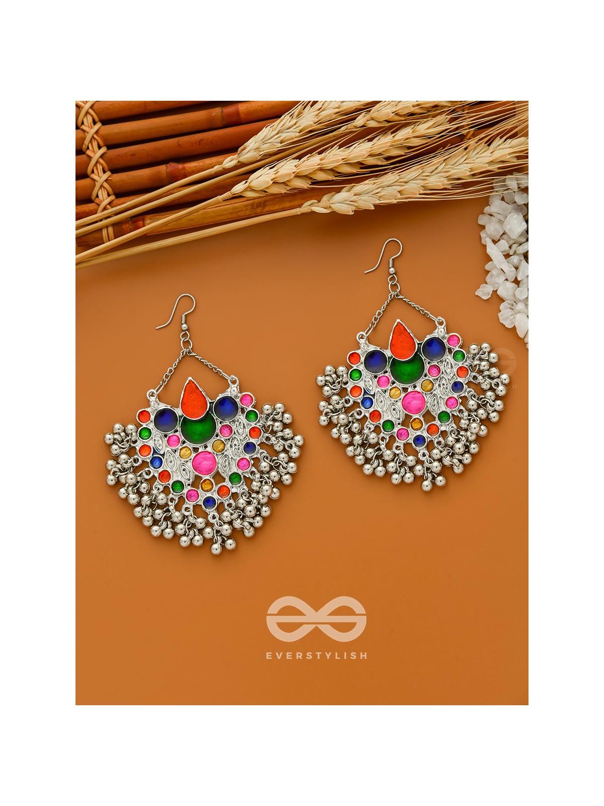 A Cascading Colourful Affair - Statement Enamelled Danglers