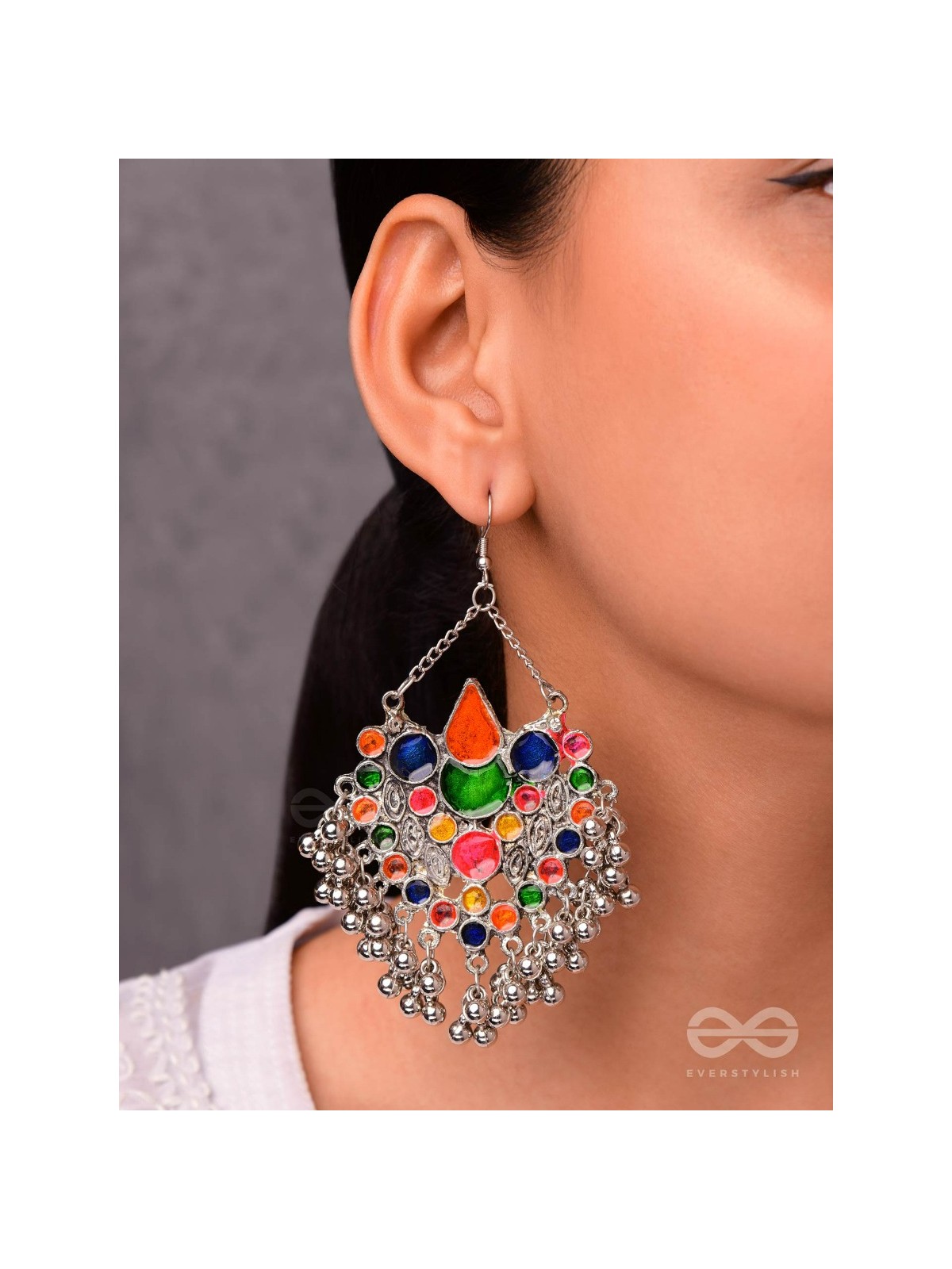 A Cascading Colourful Affair - Statement Enamelled Danglers