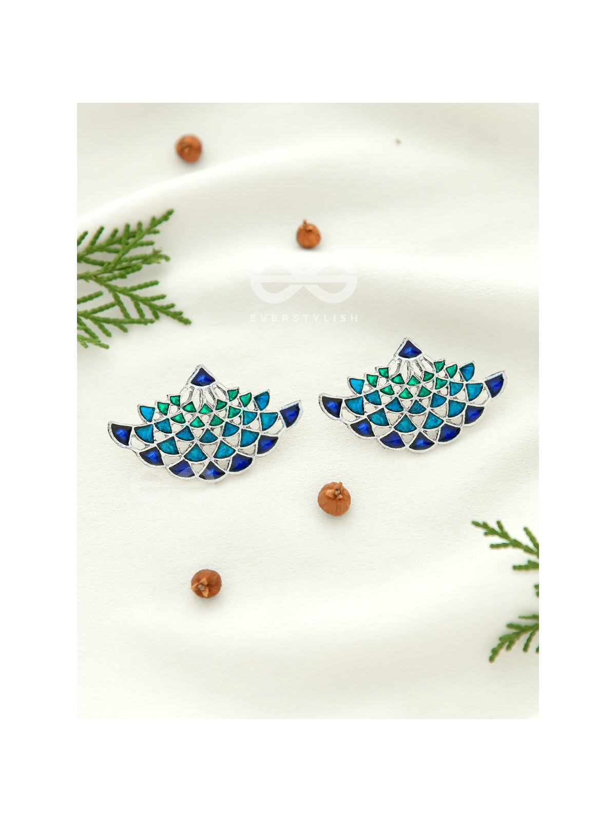 The Waves of Ocean - Exquisite Enamelled Earrings
