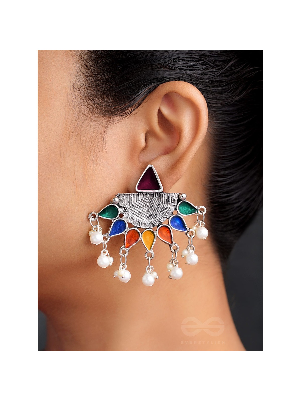 The Splashy Sun- Oxidised Enamelled Earrings