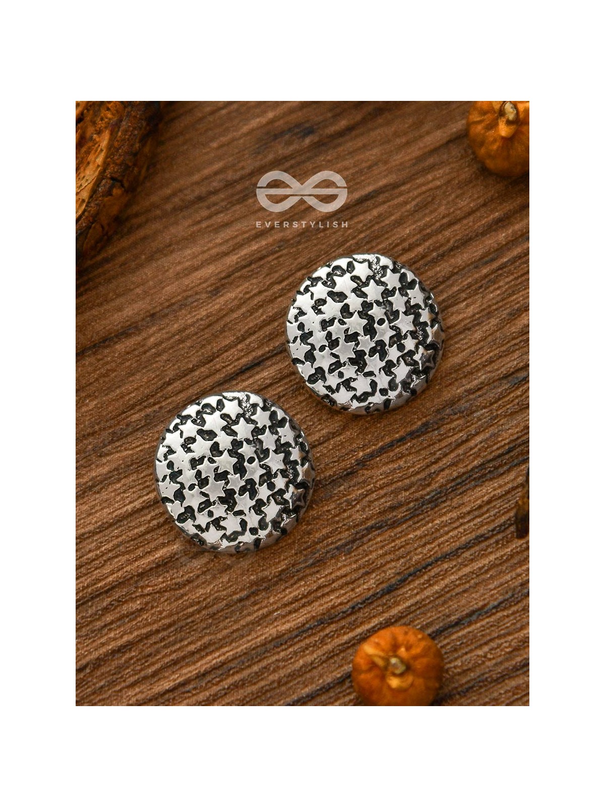 Little Carved Star Buttons - Tiny Trinket Earrings