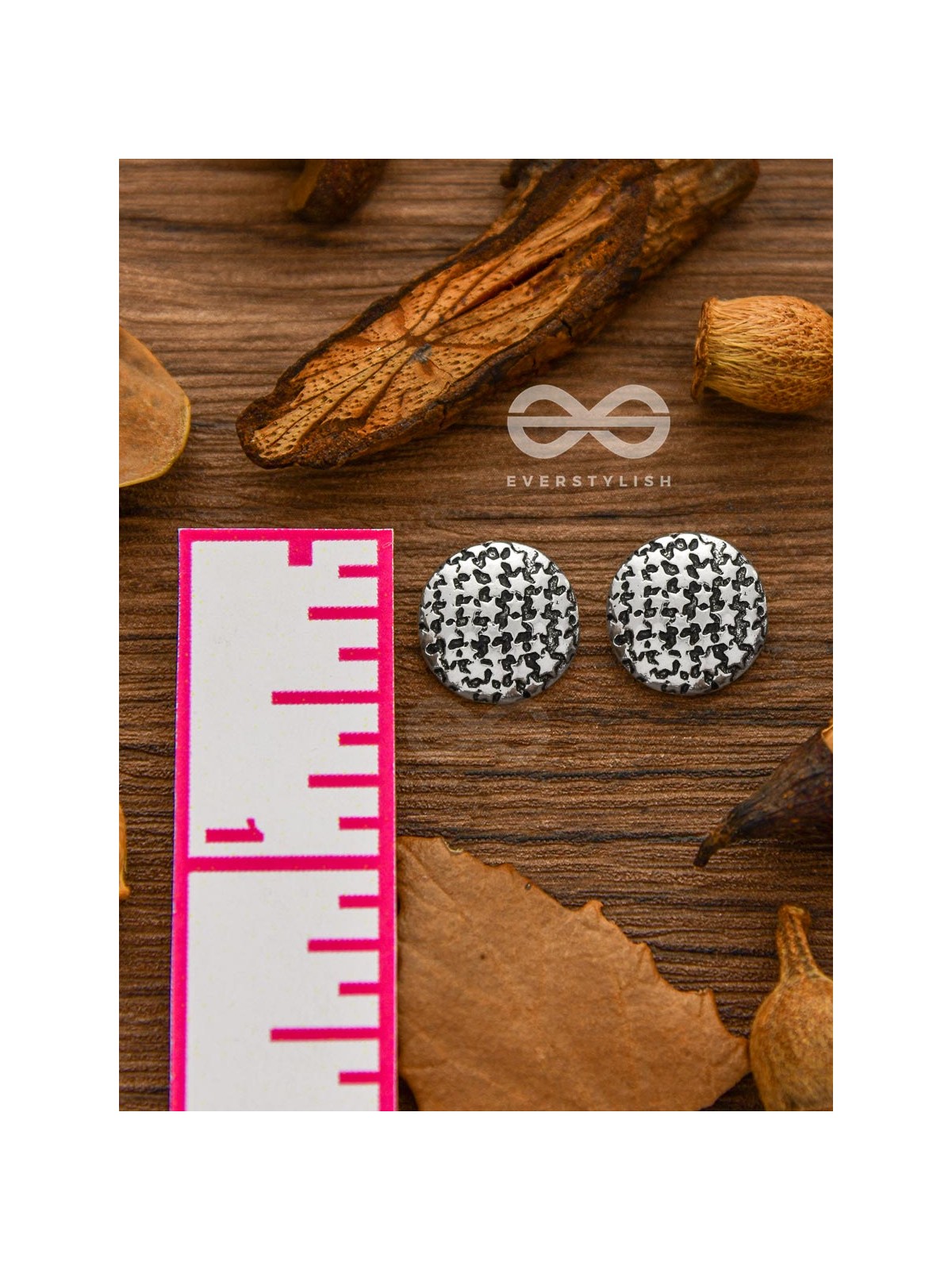 Little Carved Star Buttons - Tiny Trinket Earrings